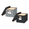 Bankers Box Medium-Duty Storage Box, Letter/Legal Files, 12.5" x 16.25" x 10.5", Black/White Brocade Design, 4PK 22705